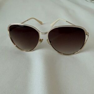 Balmain Women's Sunglasses with Gold Frame and Brown Lenses